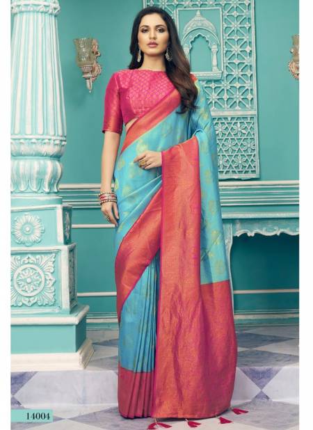 Sky Blue Colour Anmol Pattu Rajyog New Designer Latest Ethnic Wear Saree Collection 14004